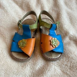 Multi color leather kids salt water sandals EU 23/C7